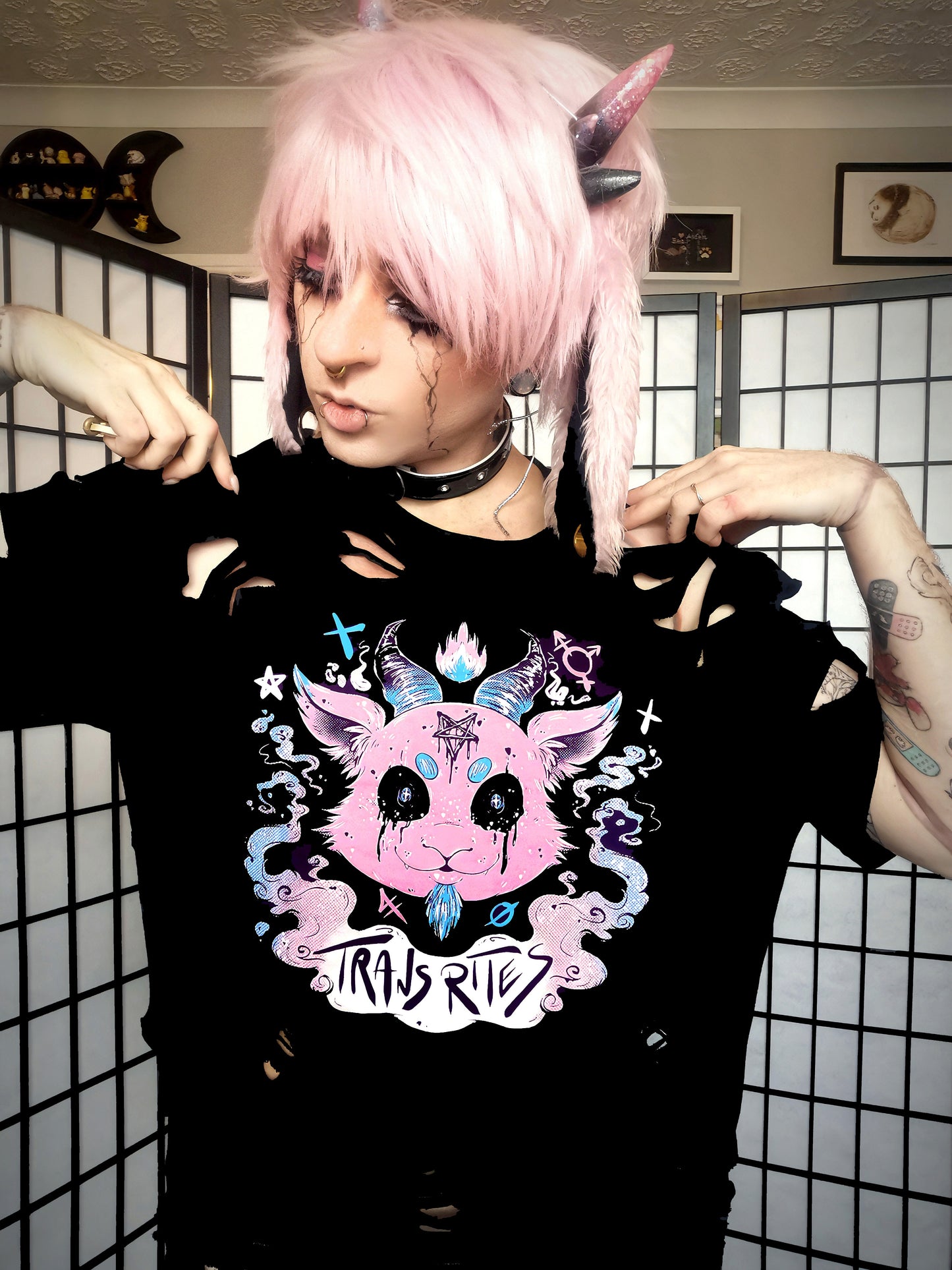 Trans Rites Transgender Baphomet T-shirt (Sizes S-4XL)