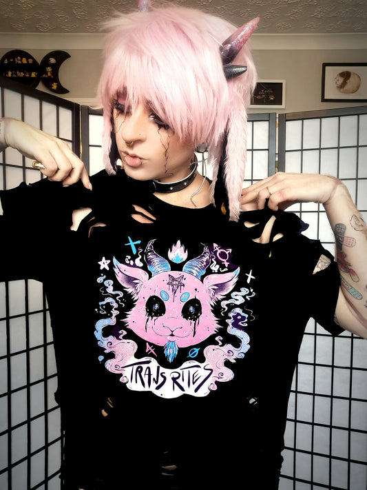 Trans Rites Transgender Baphomet T-shirt (Sizes S-4XL)