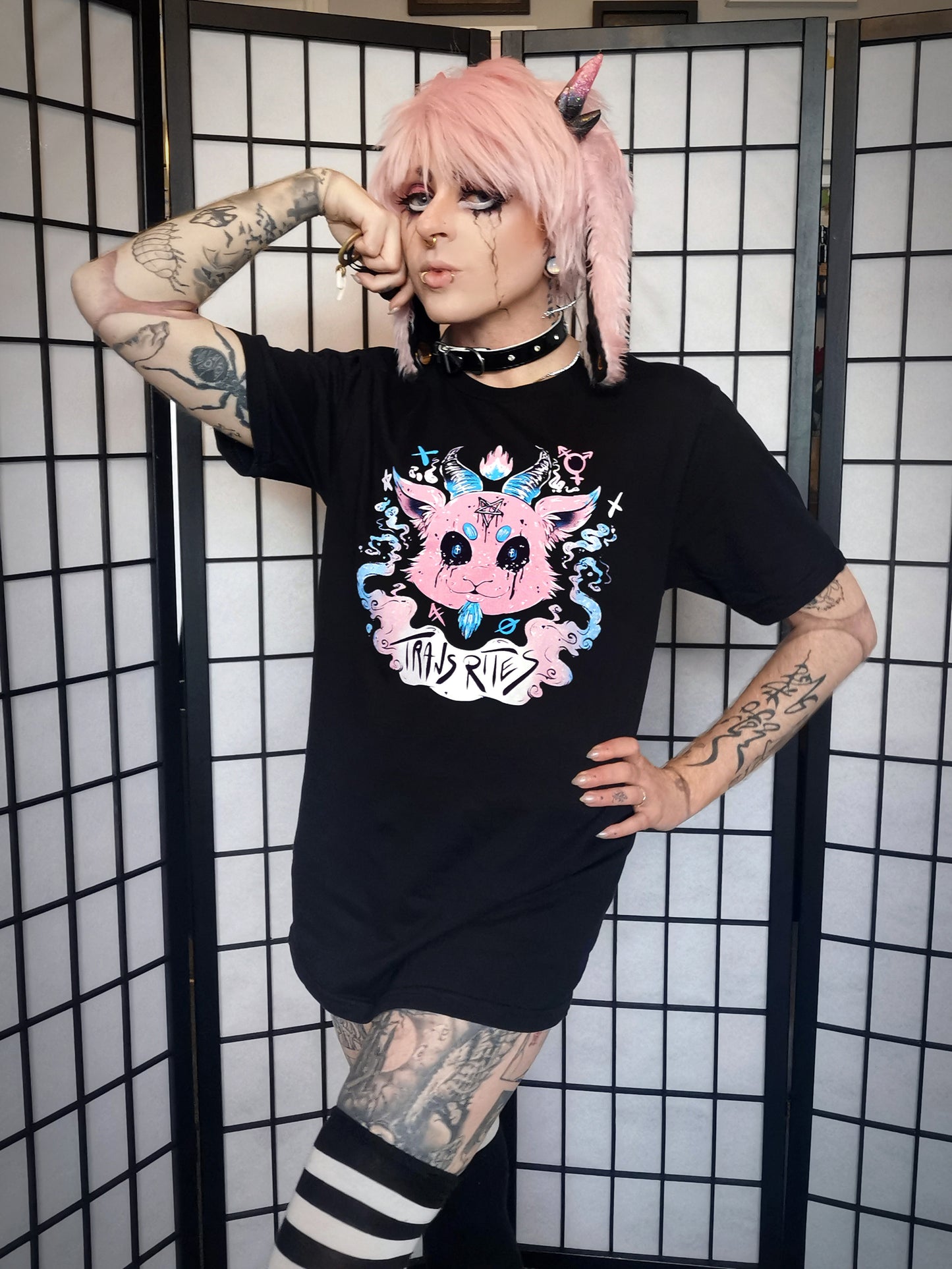 Trans Rites Transgender Baphomet T-shirt (Sizes S-4XL)