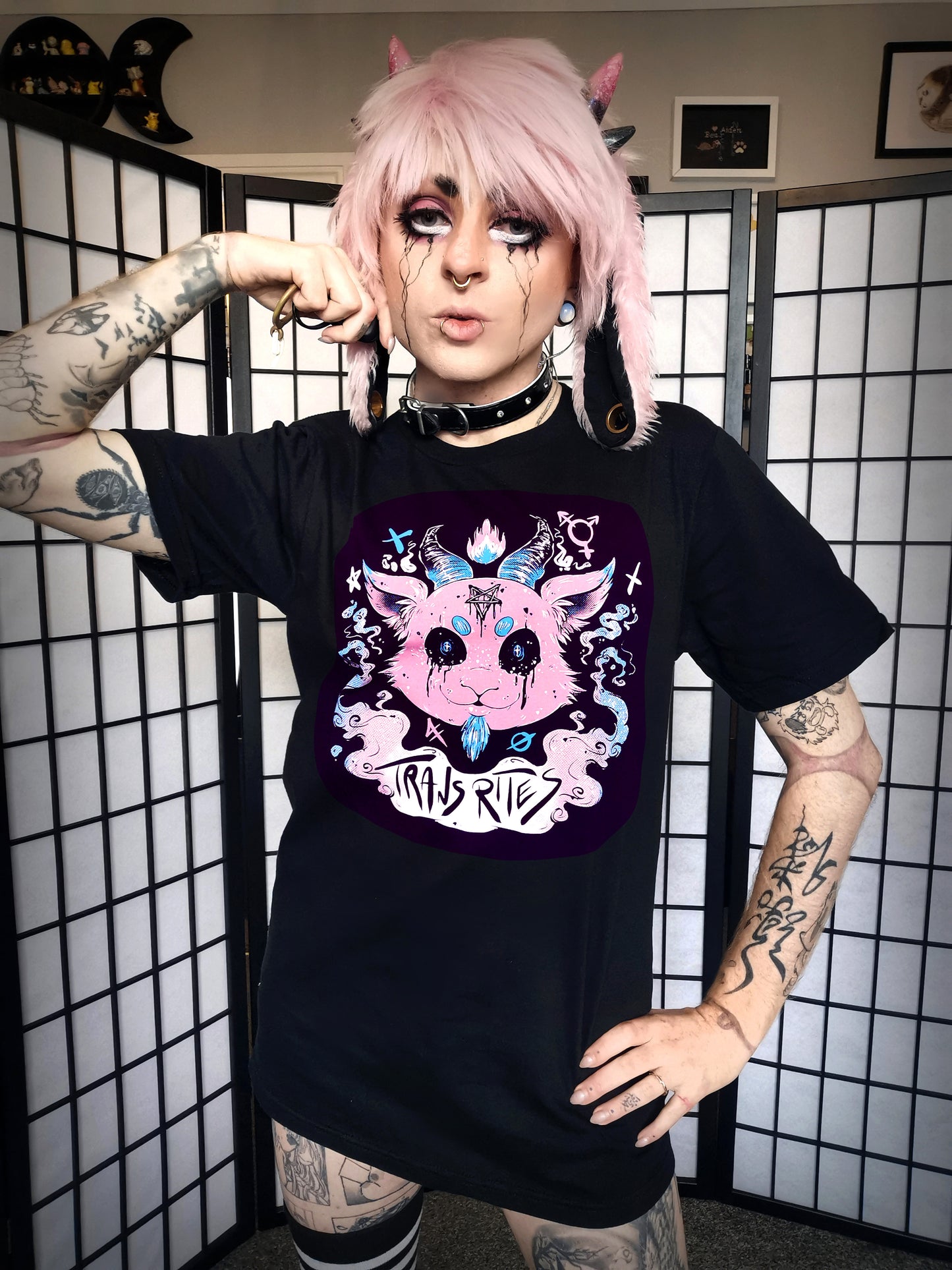 Trans Rites Transgender Baphomet T-shirt (Sizes S-4XL)