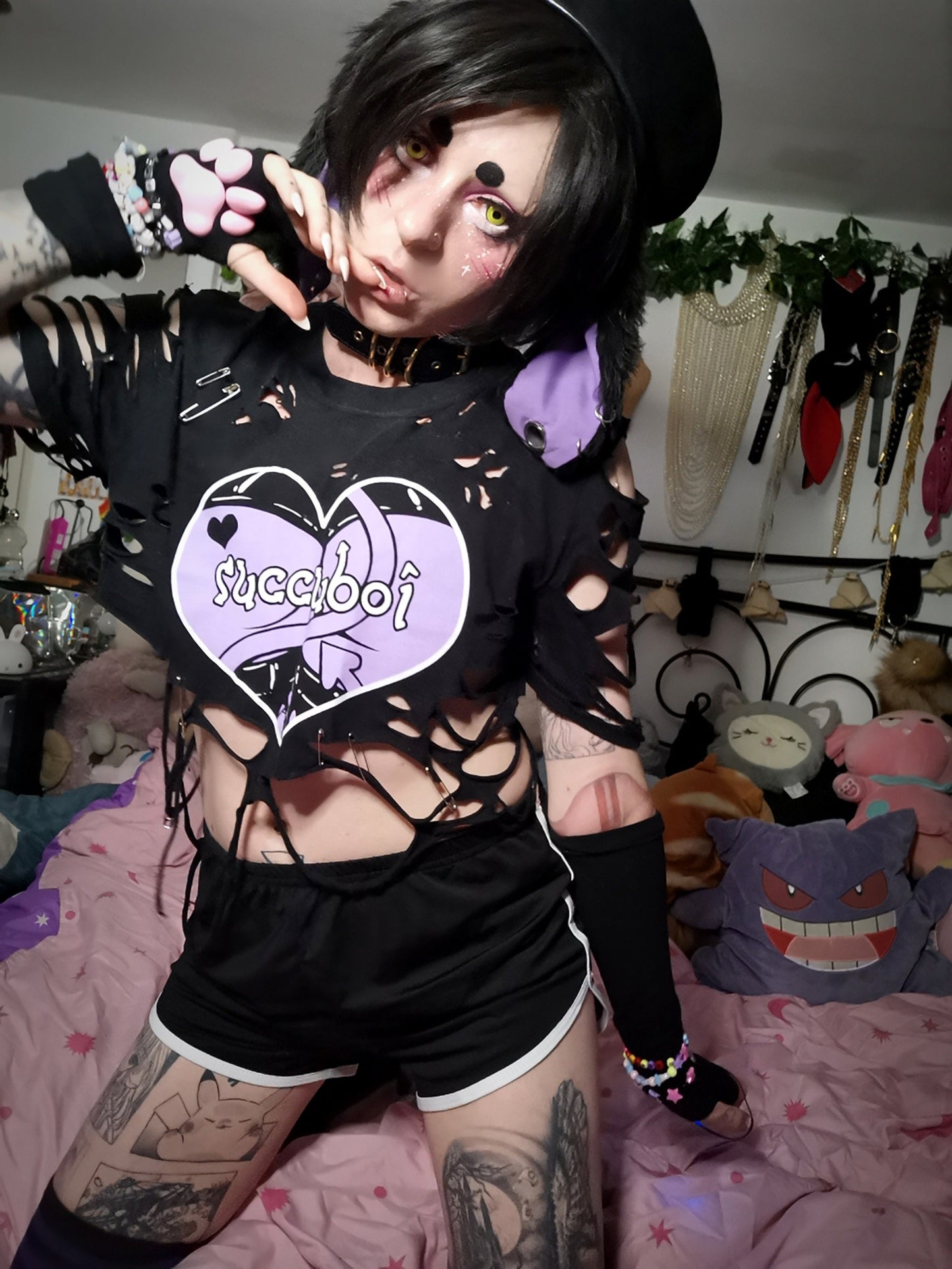 Succuboi Black Full Outfit/T-shirt (Sizes: S-XXL) | Back & Front Printed