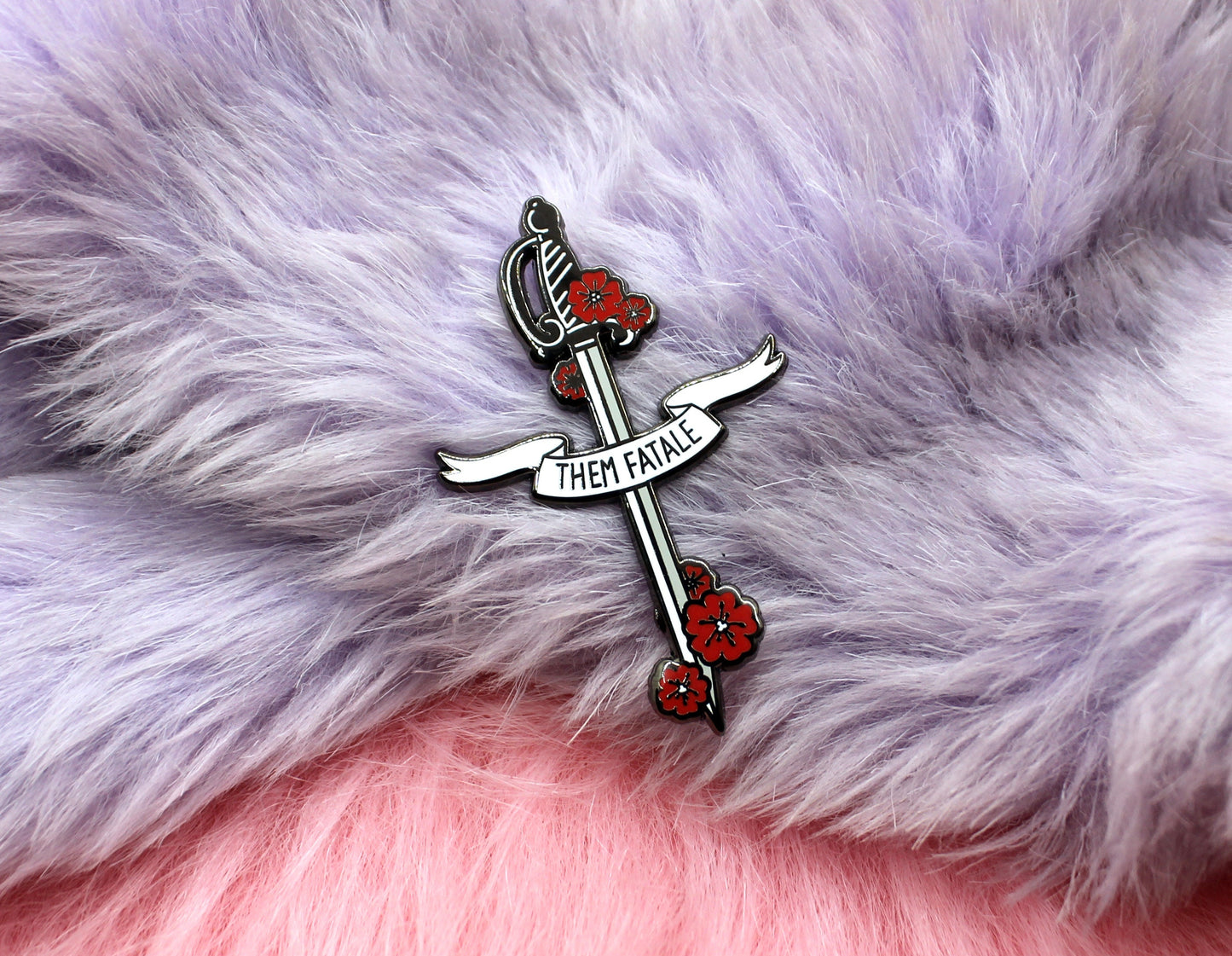 Goth Them Fatale Rapier Sword Enamel Pin (A Grade, Hard, Black Nickel)