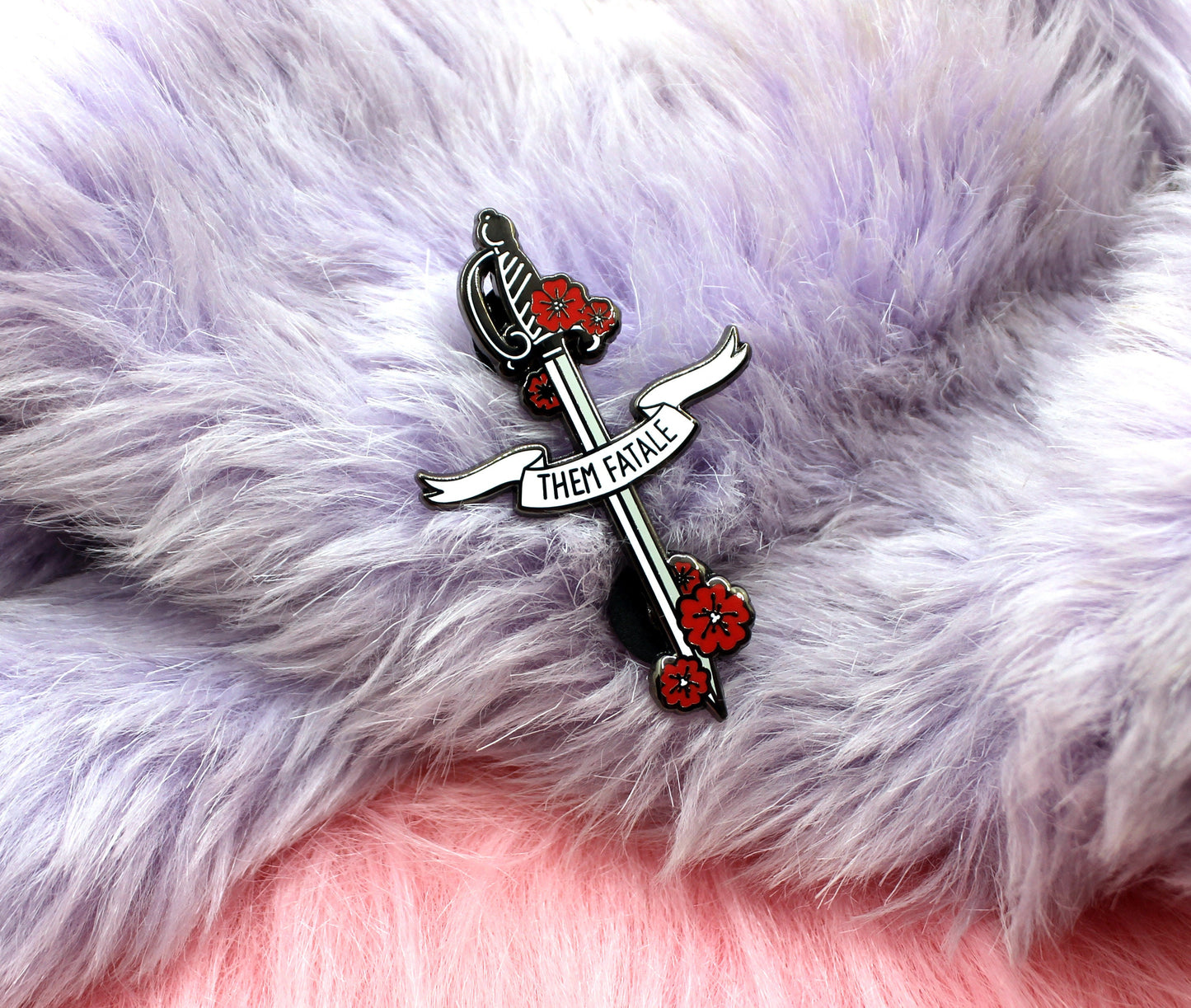 Goth Them Fatale Rapier Sword Enamel Pin (A Grade, Hard, Black Nickel)