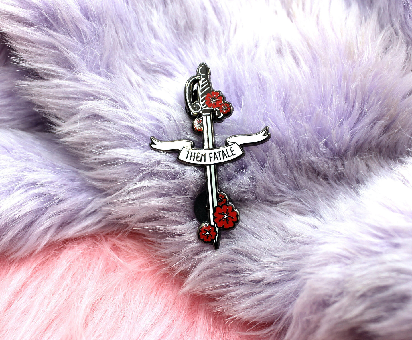 Goth Them Fatale Rapier Sword Enamel Pin (A Grade, Hard, Black Nickel)