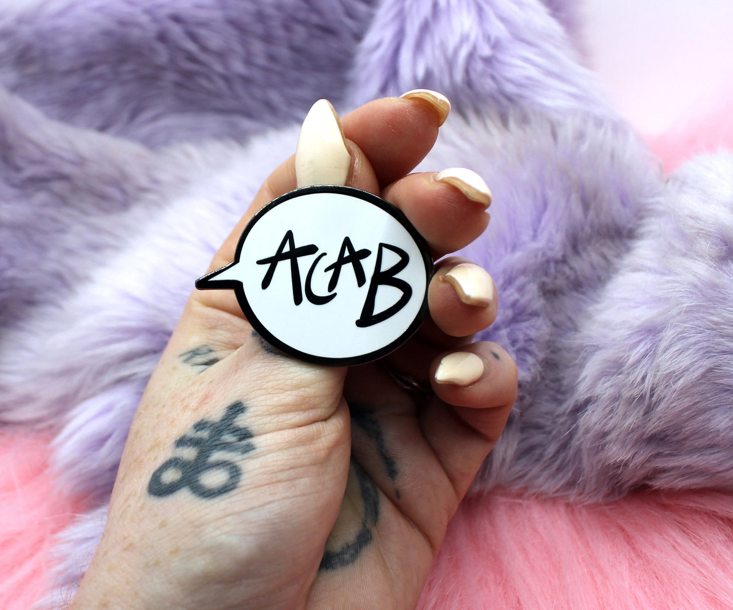 ACAB Speech Bubble Enamel Pin (A Grade, Hard, Black Nickel)