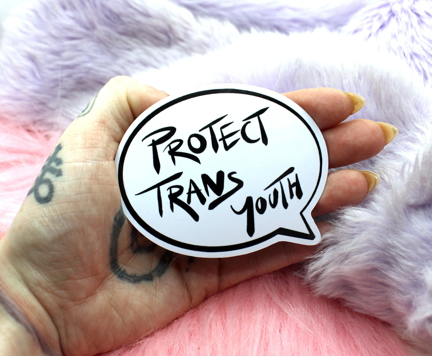 Protect Trans Youth Speech Bubble Sticker (60mm)