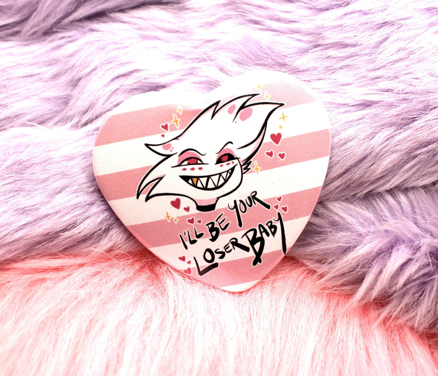 Angeldust Hazbin Hotel I'll Be Your Loser Baby Heart Badge (55mm)