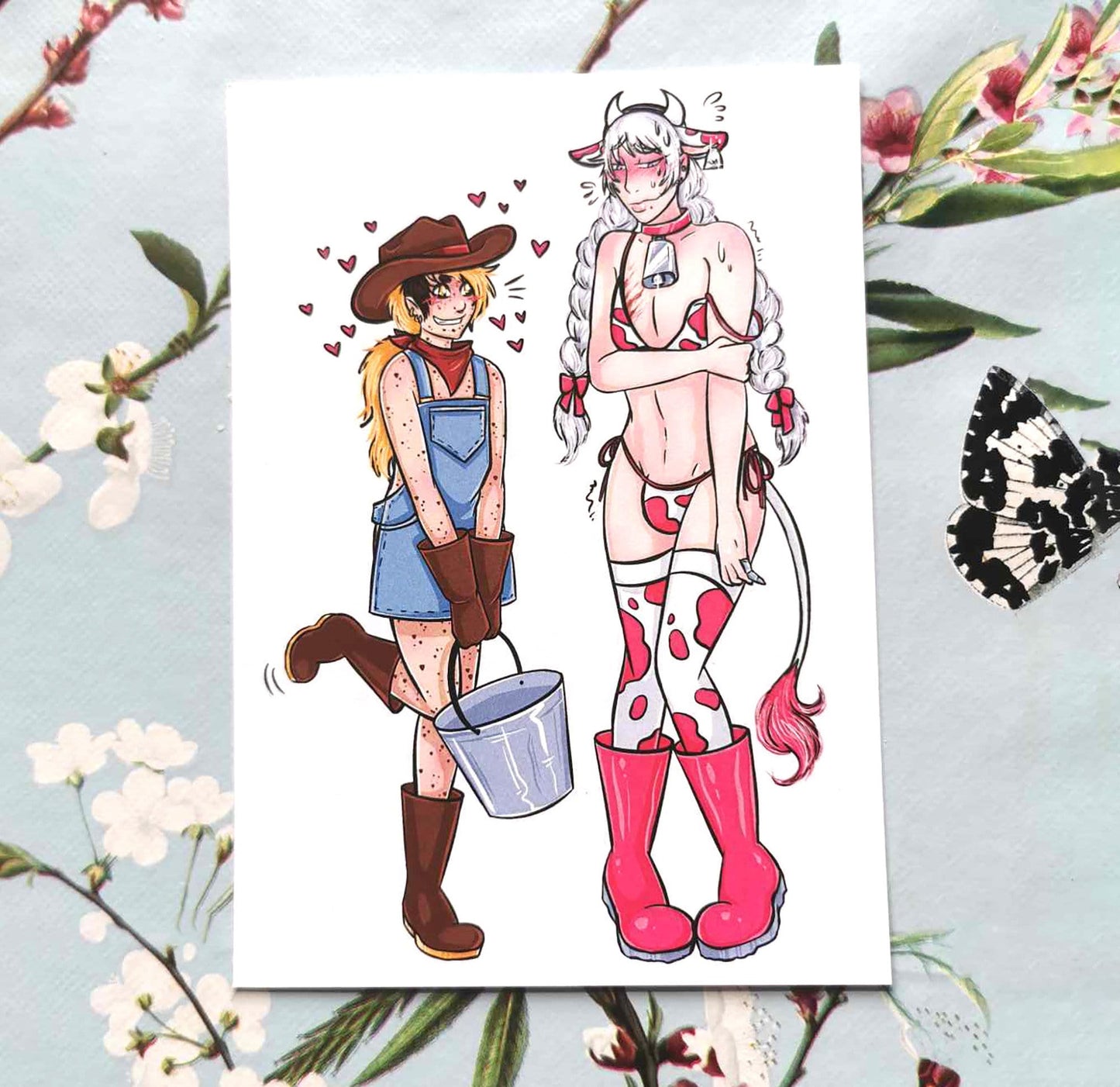 Cow Bikini Cosplay Pair A6 Print - The Nightingale Dragon Series