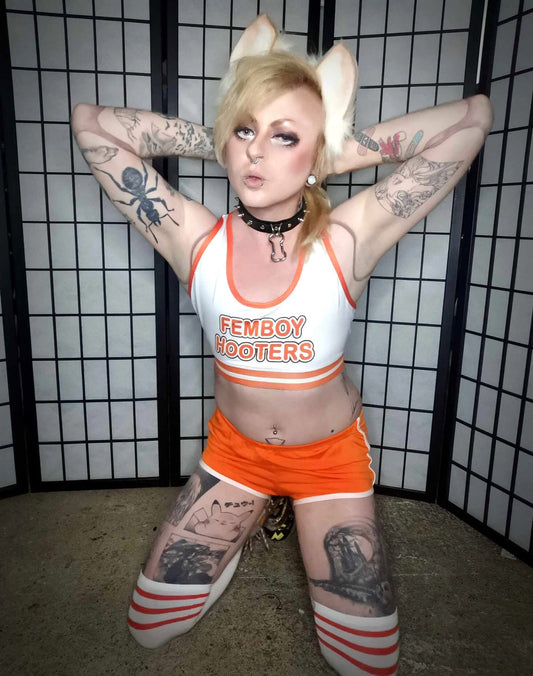 Femboy Hooters Cosplay & Sports Bra Style Crop Top