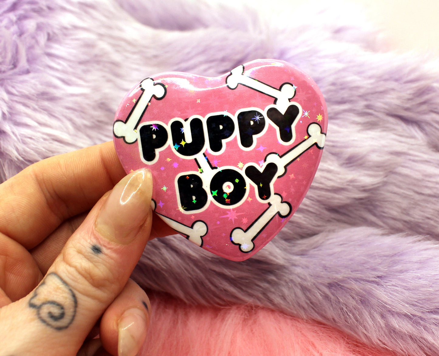 Puppy Boy Heart Badge (55mm)