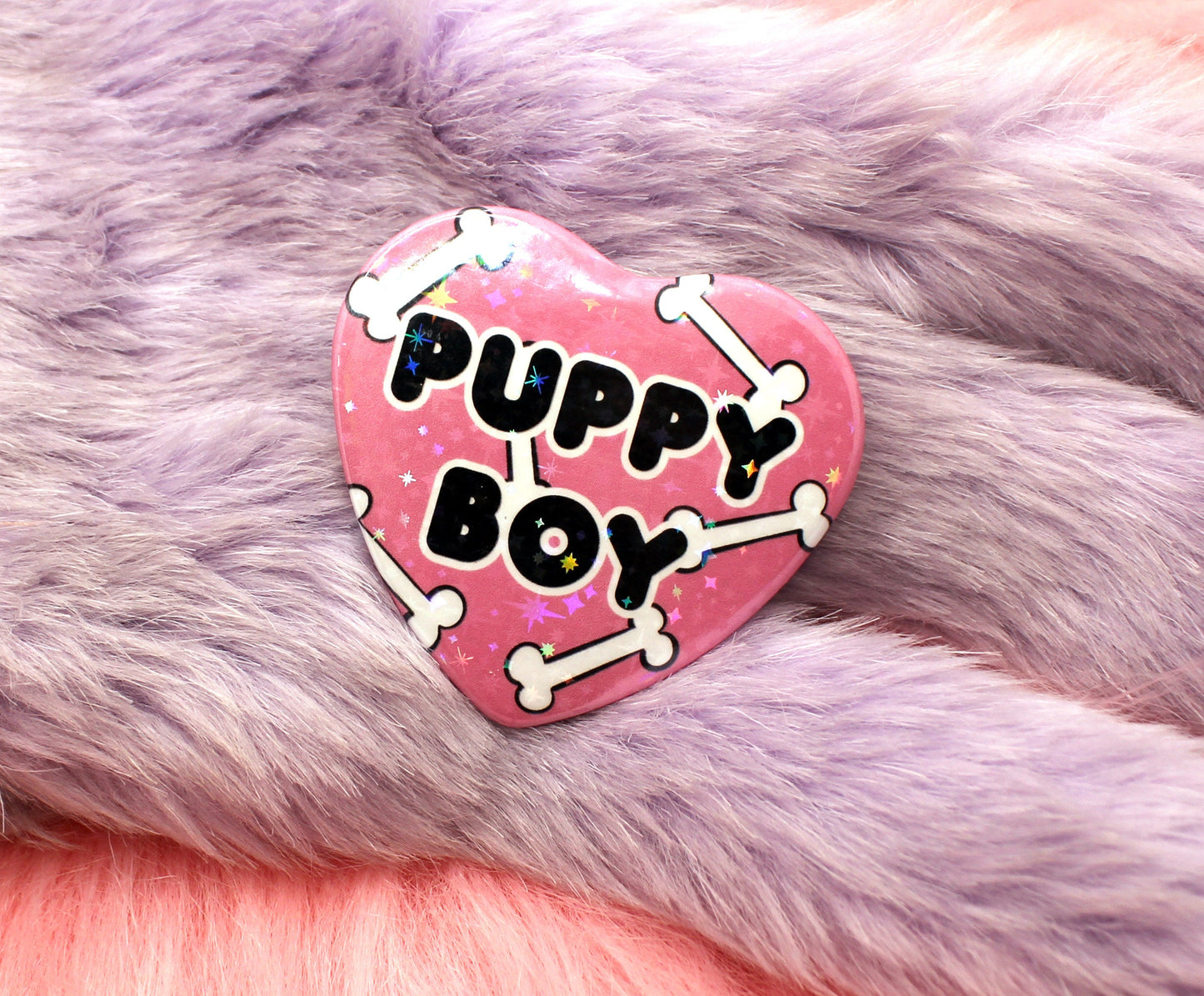 Puppy Boy Heart Badge (55mm)