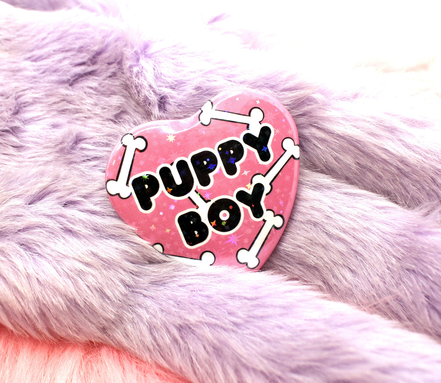 Puppy Boy Heart Badge (55mm)