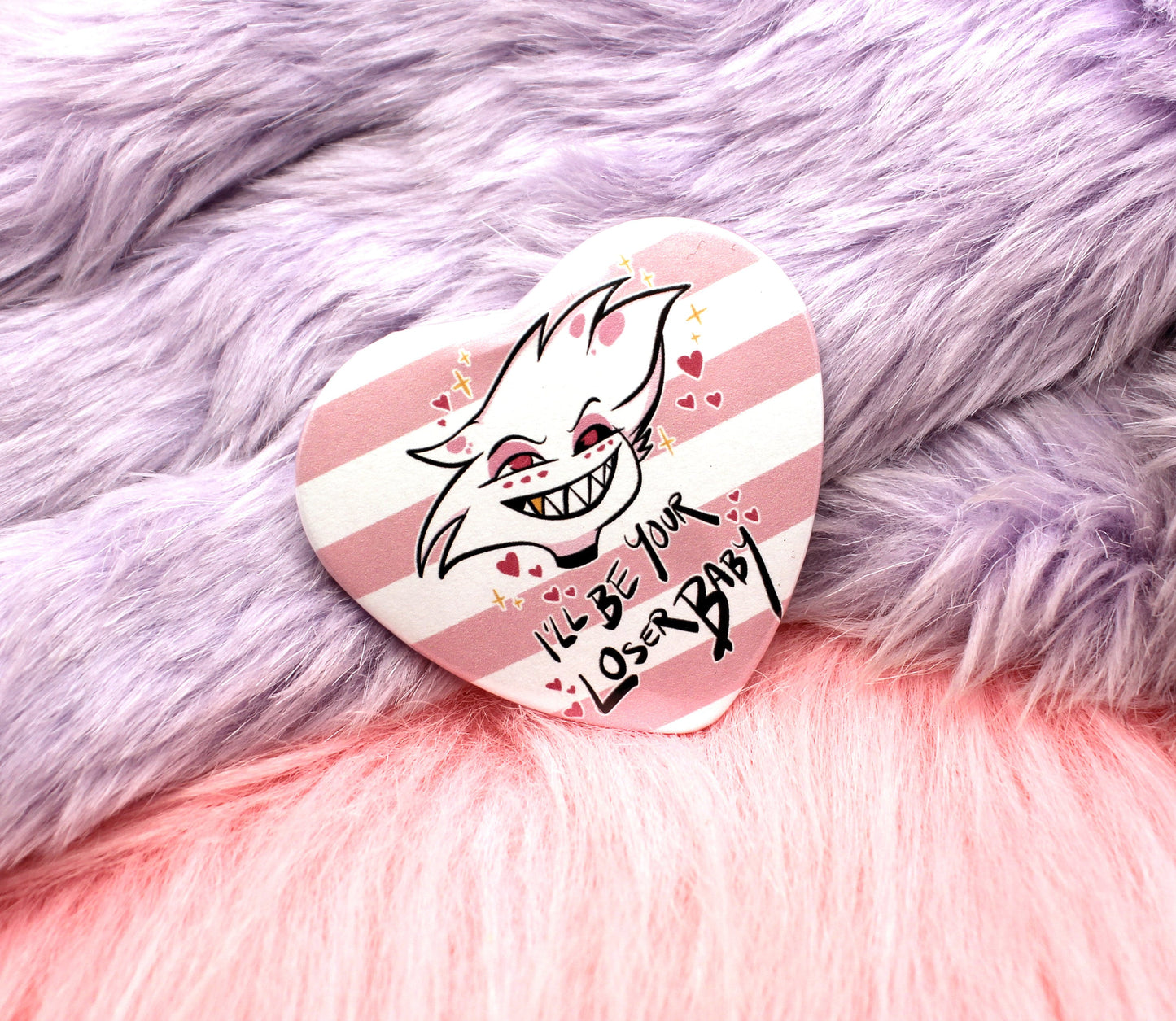 Angeldust Hazbin Hotel I'll Be Your Loser Baby Heart Badge (55mm)