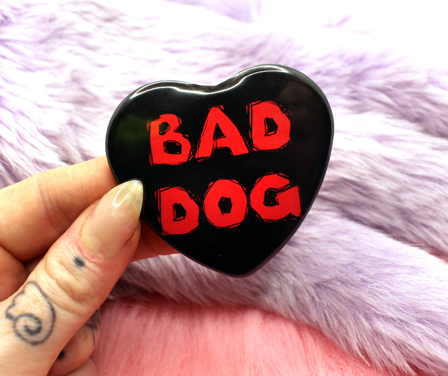 Bad Dog Heart Badge (55mm)