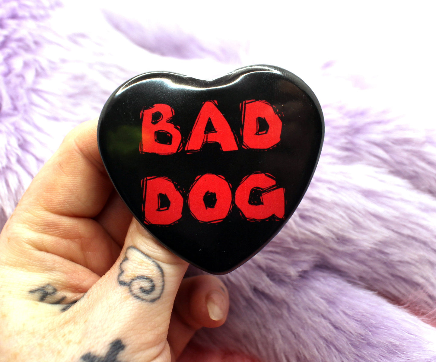 Bad Dog Heart Badge (55mm)