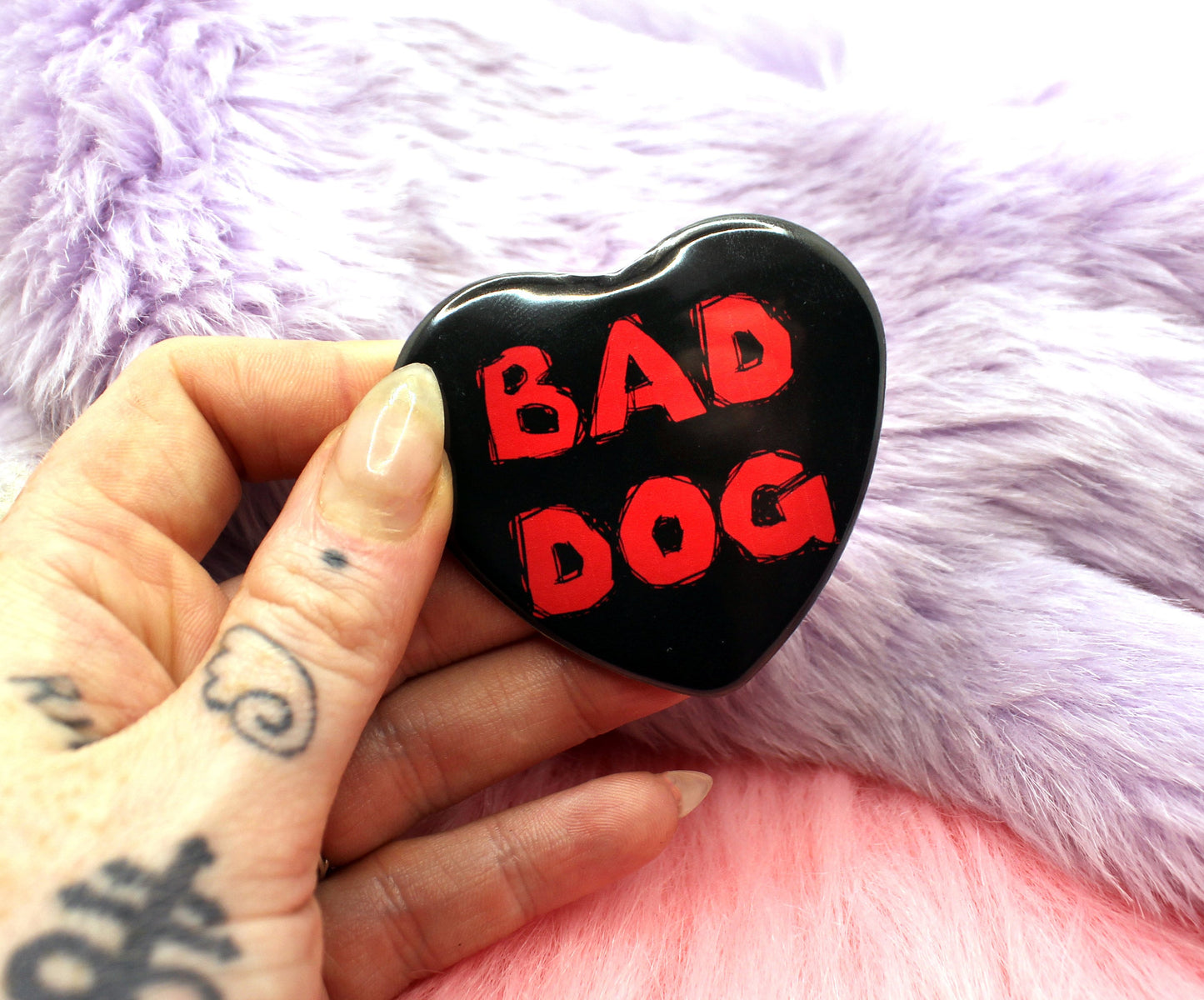 Bad Dog Heart Badge (55mm)