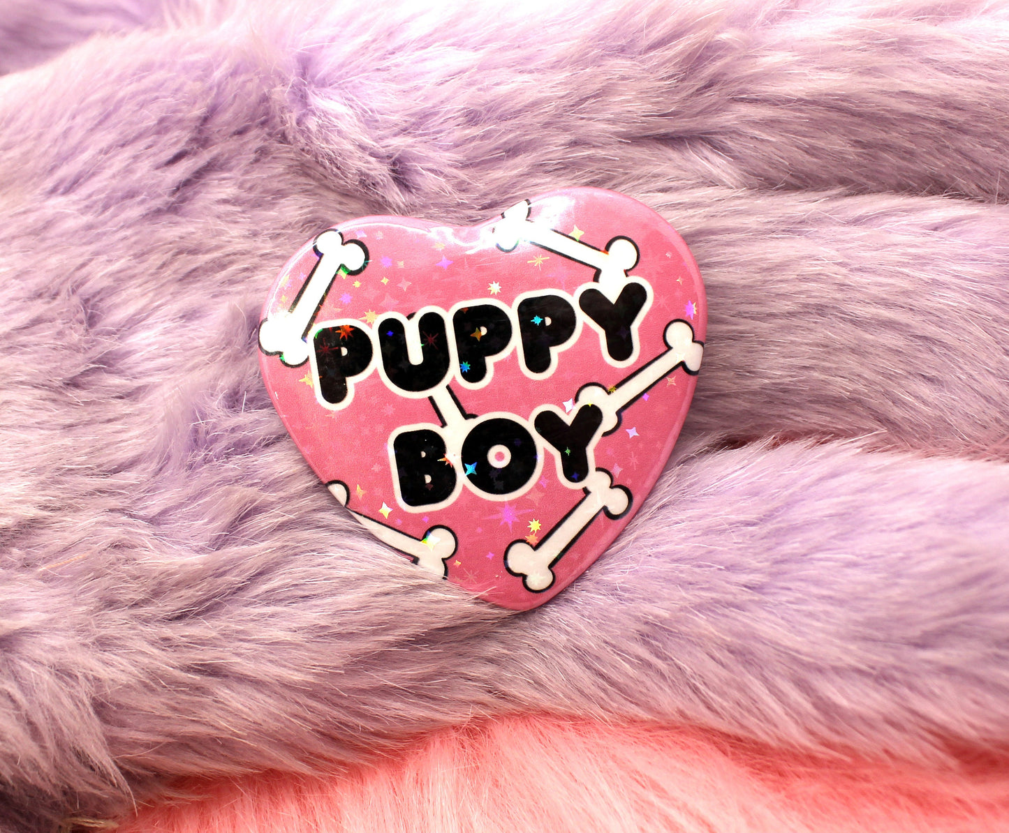 Puppy Boy Heart Badge (55mm)