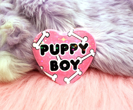 Puppy Boy Heart Badge (55mm)