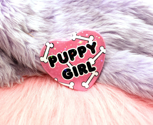 Puppy Girl Heart Badge (55mm)