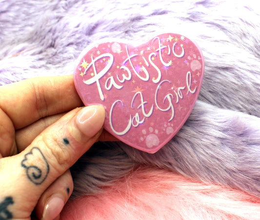 Pawtistic Cat Girl Heart Badge (55mm)