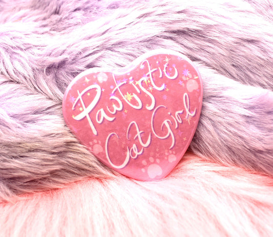 Pawtistic Cat Girl Heart Badge (55mm)