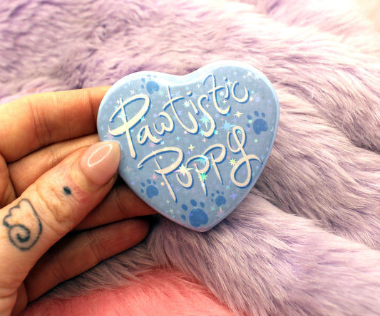 Blue Pawtistic Puppy Heart Badge (55mm)