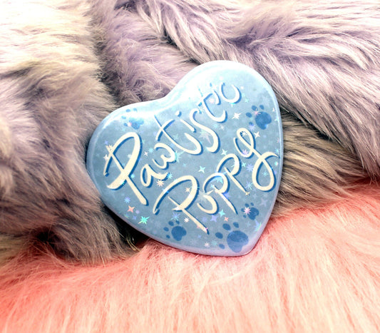 Blue Pawtistic Puppy Heart Badge (55mm)