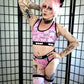 Pink Puppy Dog Bones Crop Top & Briefs Lingerie Set (Sizes: S-XXL)