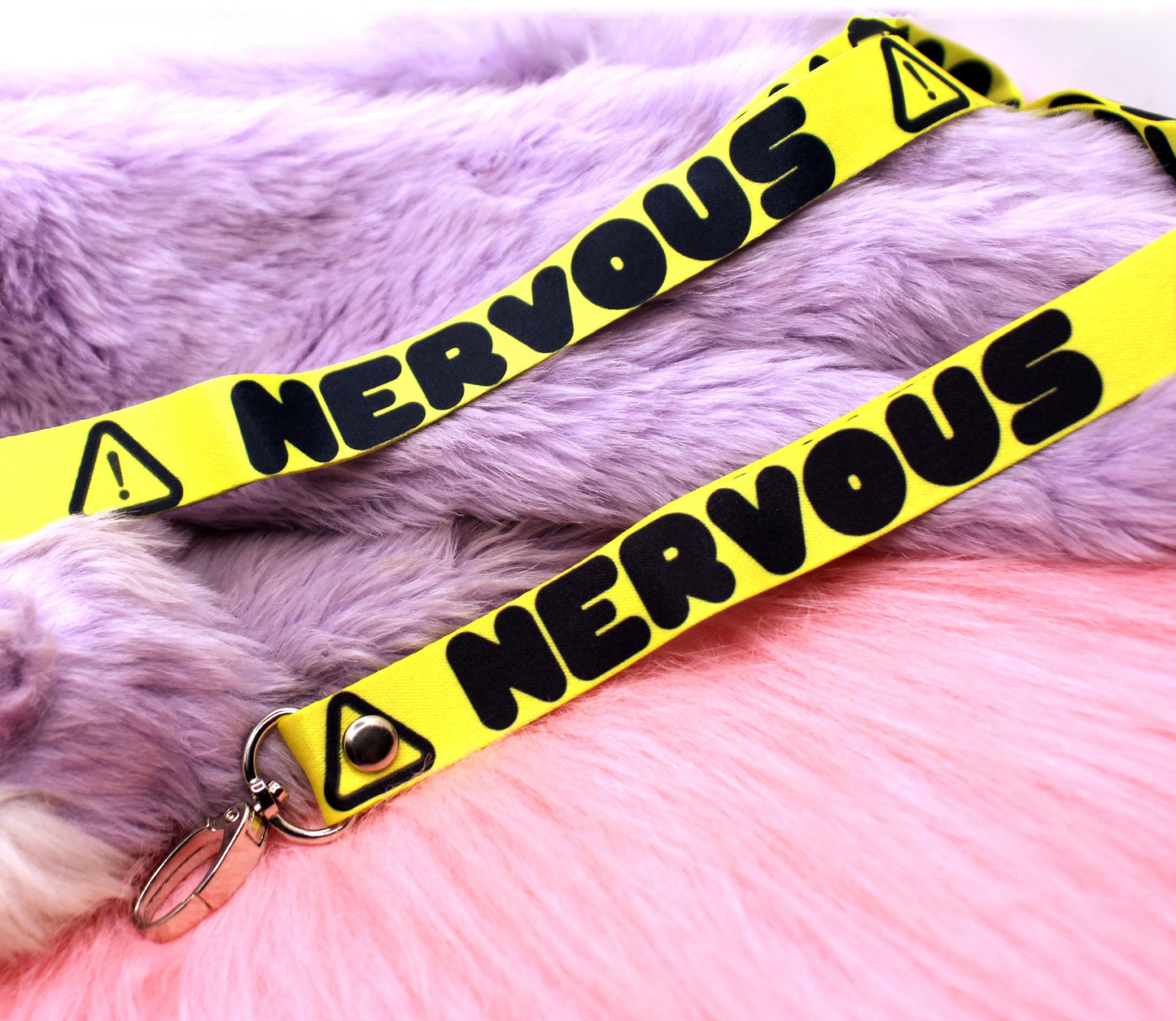 Nervous Yellow Warning Sign 90cm Lanyard