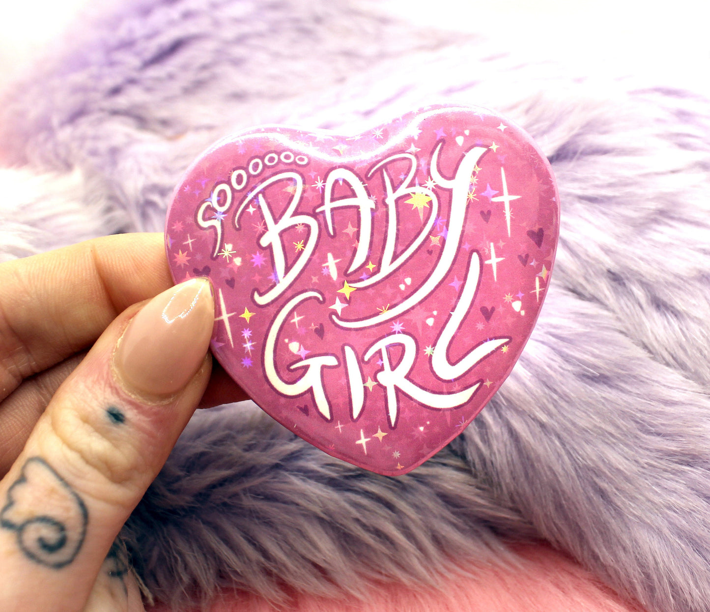 Pink Sooooo BabyGirl Heart Badge (55mm)