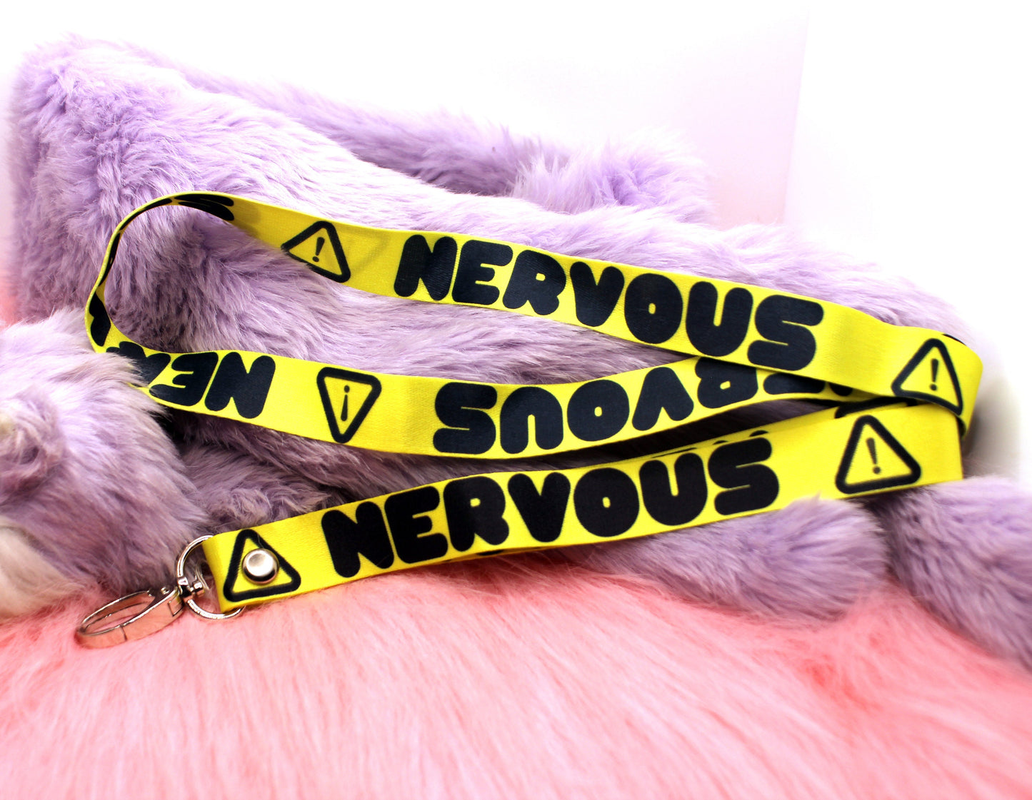 Nervous Yellow Warning Sign 90cm Lanyard