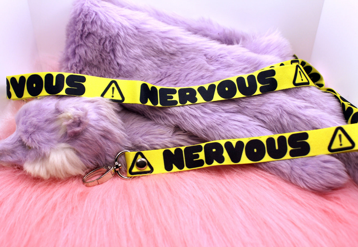 Nervous Yellow Warning Sign 90cm Lanyard