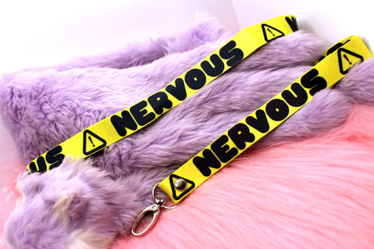 Nervous Yellow Warning Sign 90cm Lanyard