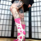 Hot Pink Cow Print Crew Socks (Size 3-10 UK)