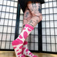 Hot Pink Cow Print Crew Socks (Size 3-10 UK)