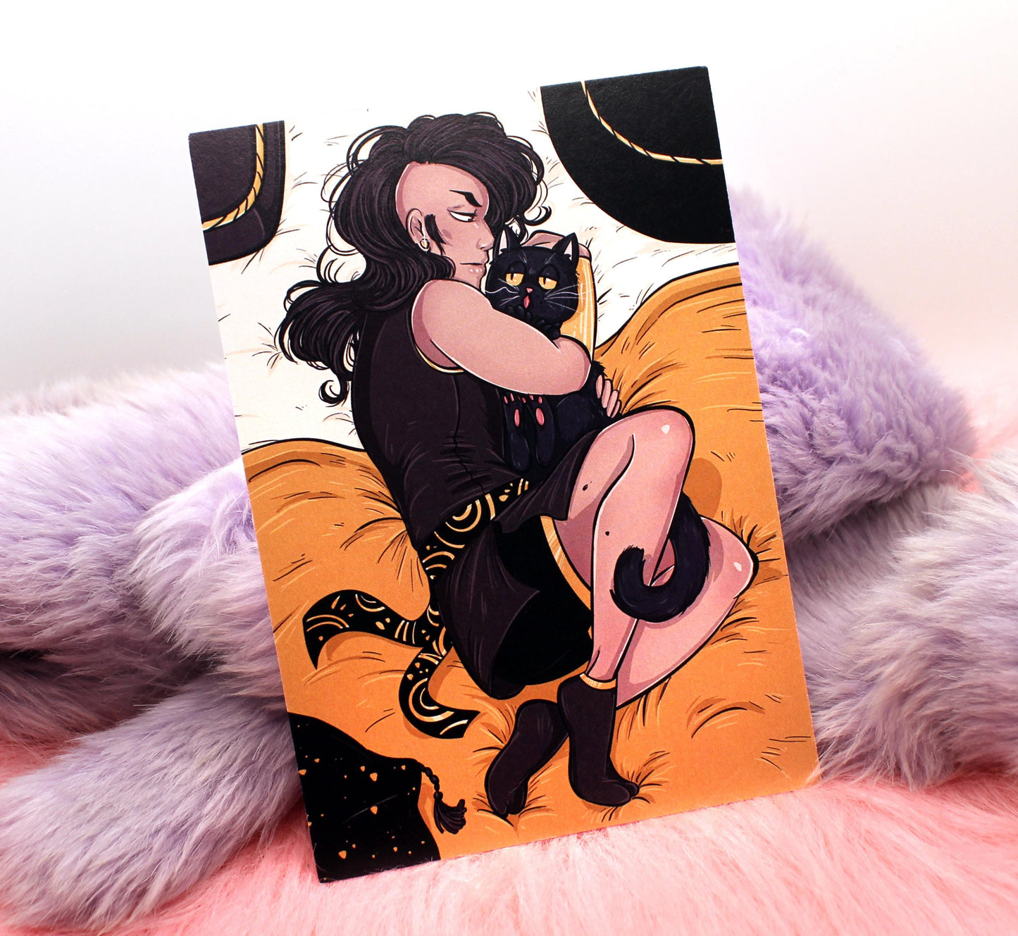 Tomar and Cat Bed Illustration A6 Print - The Nightingale Dragon Series