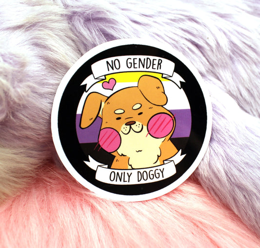 No Gender Only Doggy Sticker (6cm)