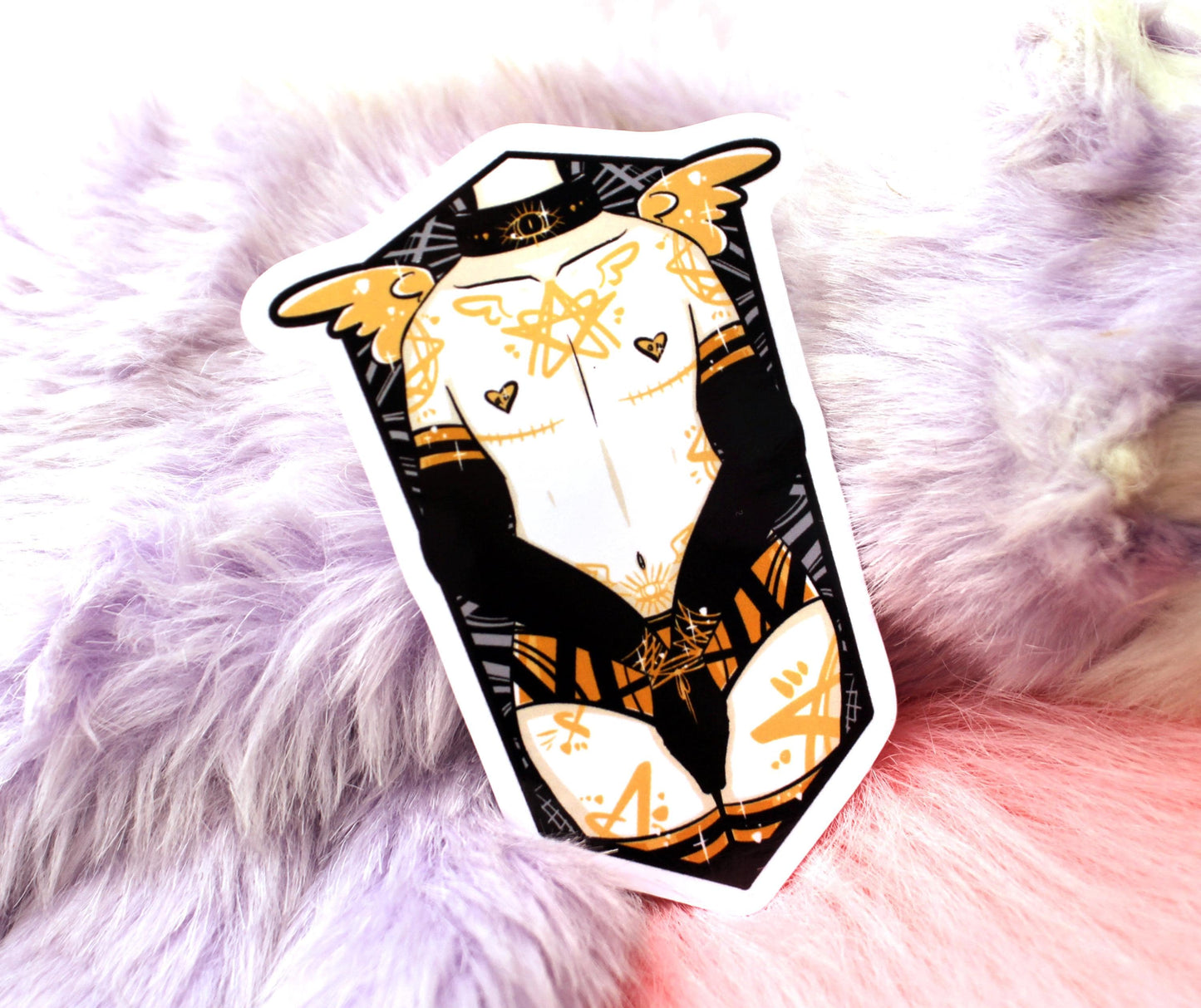 Transmasc Angel Pin Up Sticker (8cm)