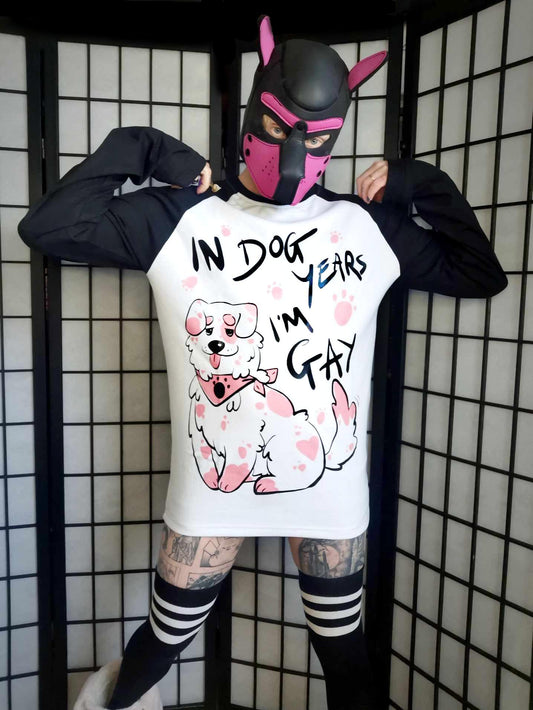 Black In Dog Years I'm Gay Full Outfit/T-shirt (Sizes: S-2XL)