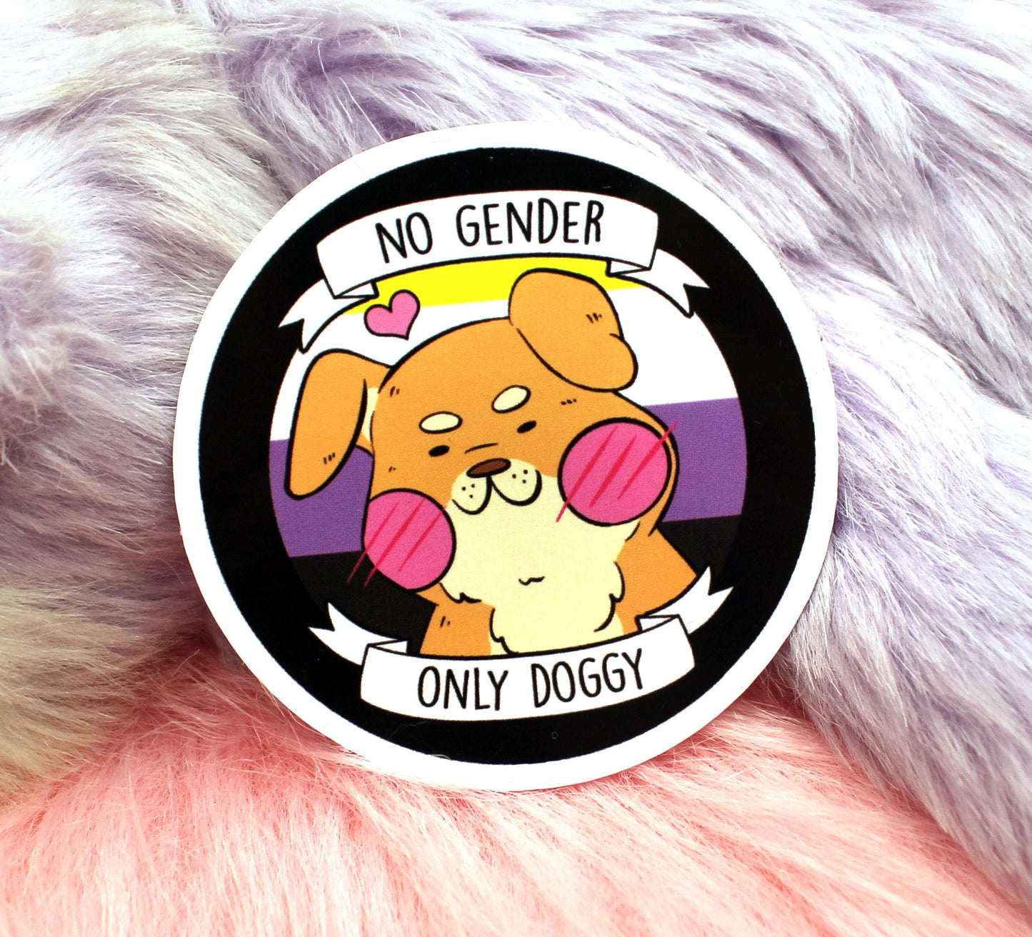 No Gender Only Doggy Sticker (6cm)