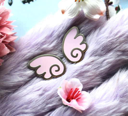 Pastel Pink Kawaii Wings Enamel Pin Set (A Grade, Hard, Silver Nickel)