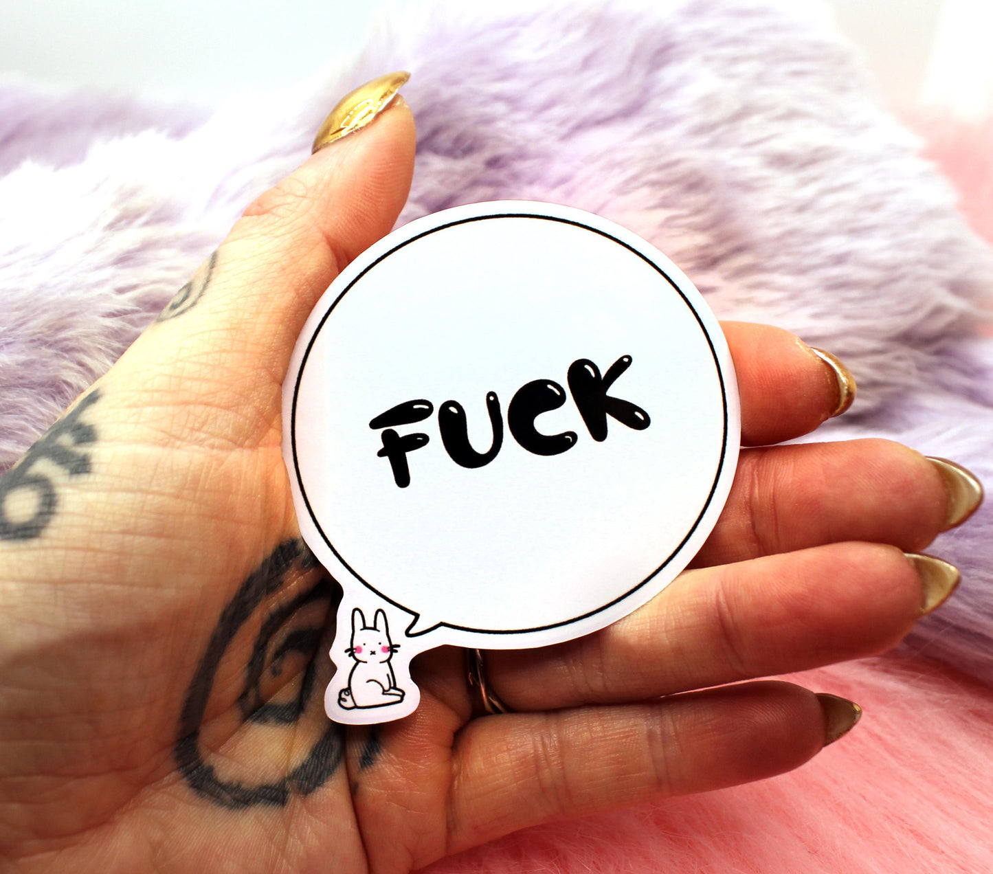 FUCK Bunny Speech Bubble 6cm Sticker