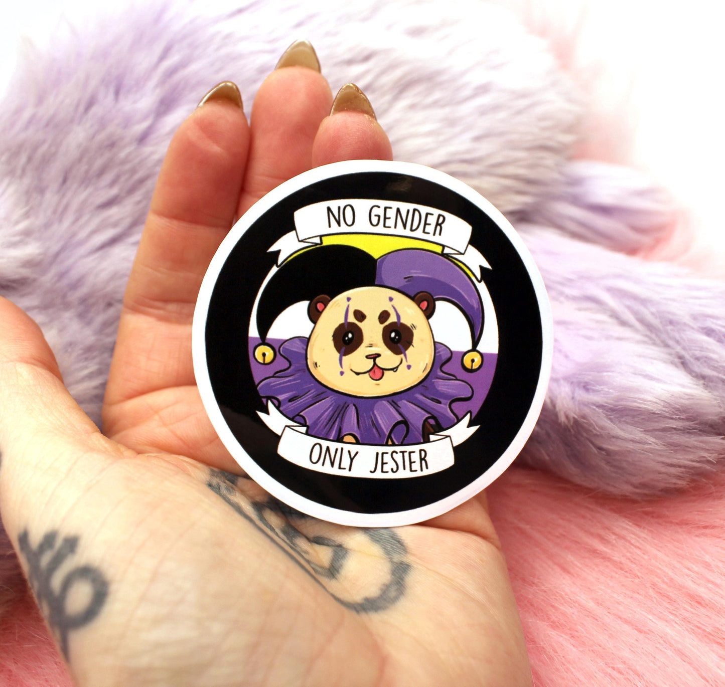 No Gender Only Jester Ferret Sticker (6cm)