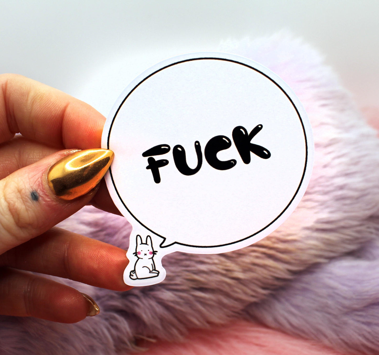 FUCK Bunny Speech Bubble 6cm Sticker