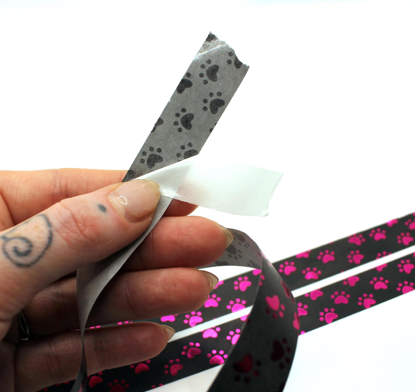 Pink Rose Foil Paw Print Washi Tape (1.5cm x 10m)