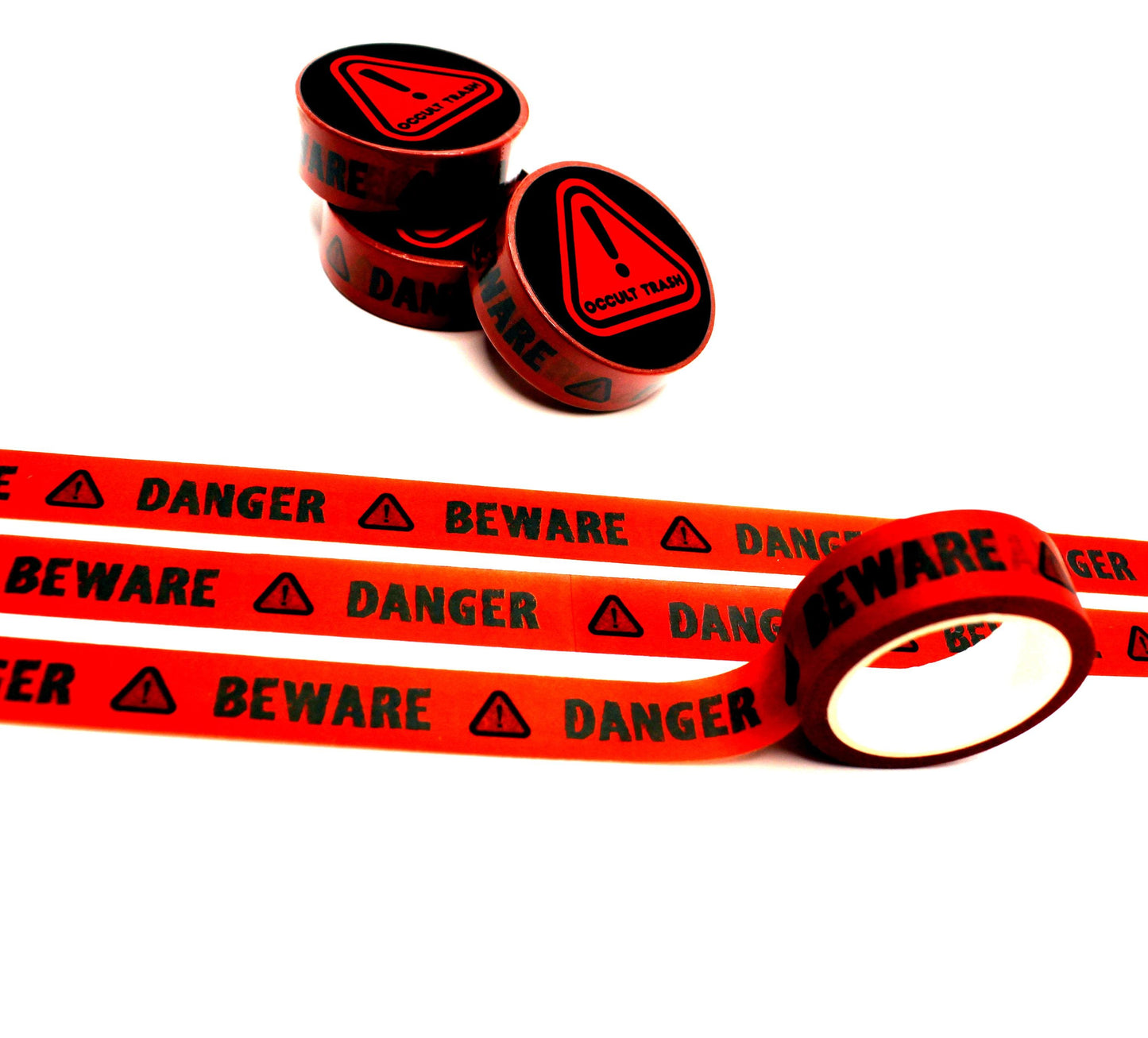 Red Danger Beware Print Washi Tape (1.5cm x 10m)