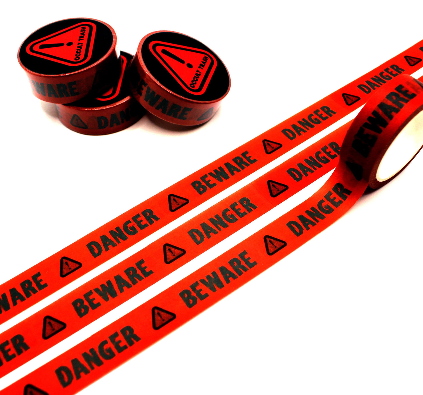 Red Danger Beware Print Washi Tape (1.5cm x 10m)