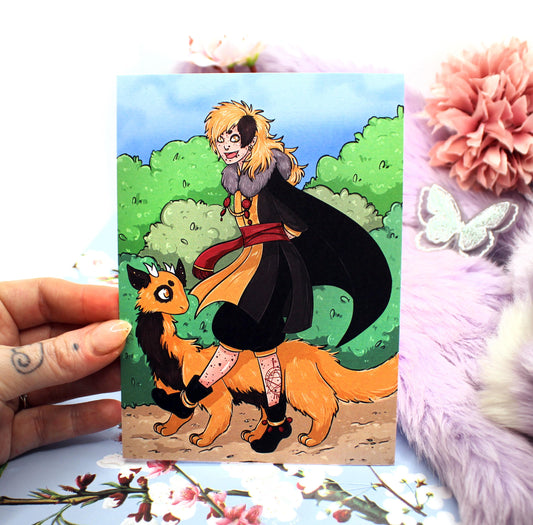 Taowren Walking His Dragon A6 Print - The Nightingale Dragon Series