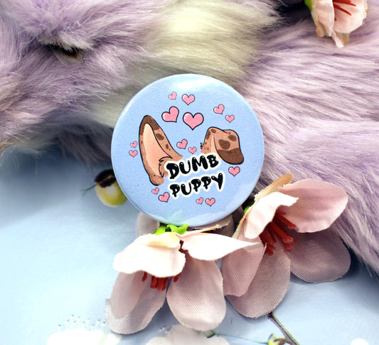 Dumb Puppy Blue Cartoon Furry Circular Badge (38mm)