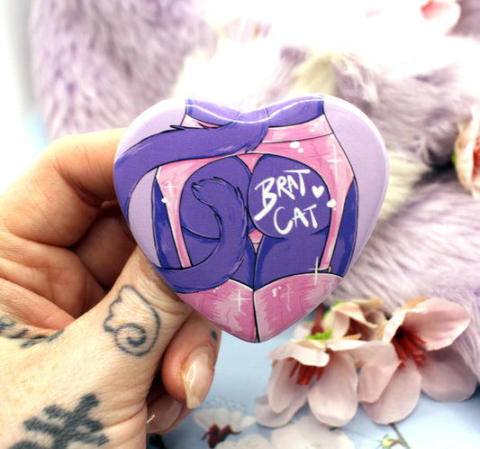 Bad Cat Pastel Furry Art Heart Badge (55mm)